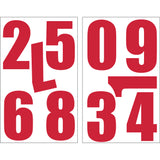 9-123 Athletic Numbers  - 4 inch Red Flocked Iron-on