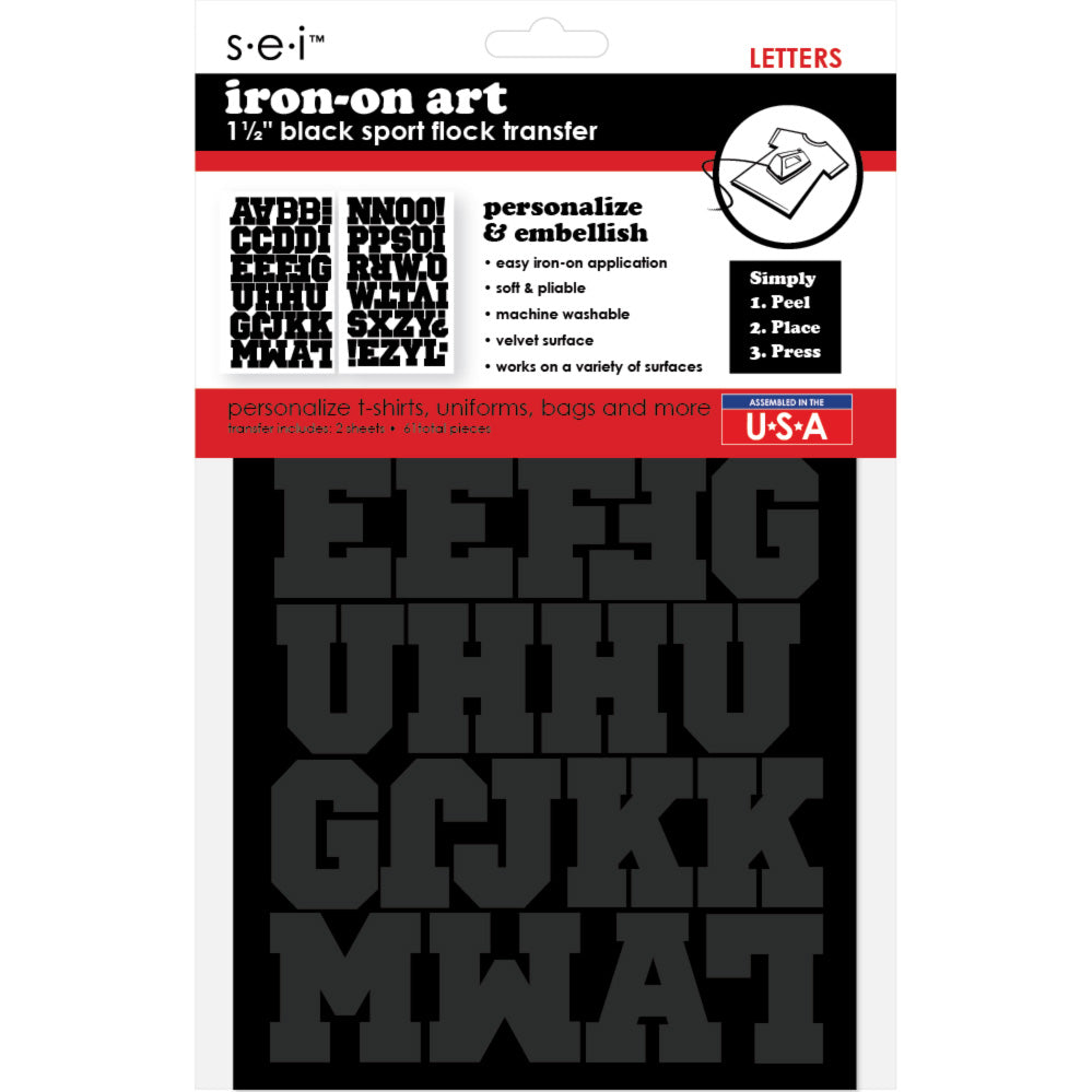 9-140 Sport Alphabet - Black Flocked 1.5 Inch Iron-on – SEI Crafts