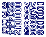 9-147 Varsity Numbers Team Pack - 2 inch Blue Flock Iron-on