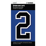 9-201 Athletic Numbers Individual #1 - 5 inch Black Flocked Iron-on