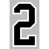 9-202 Athletic Numbers Individual #2 - 5 inch Black Flocked Iron-on