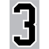 9-203 Athletic Numbers Individual #3 - 5 inch Black Flocked Iron-on