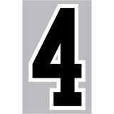9-204 Athletic Numbers Individual #4 - 5 inch Black Flocked Iron-on