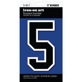9-205 Athletic Numbers Individual #5 - 5 inch Black Flocked Iron-on