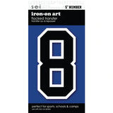 9-201 Athletic Numbers Individual #1 - 5 inch Black Flocked Iron-on