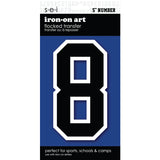 9-208 Athletic Numbers Individual #8 - 5 inch Black Flocked Iron-on