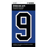 9-209 Athletic Numbers Individual #9 - 5 inch Black Flocked Iron-on