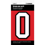 9-210 Athletic Numbers Individual #0 - 5 inch White Flocked Iron-on