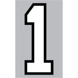 9-211 Athletic Numbers Individual #1 - 5 inch White Flocked Iron-on