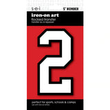 9-202 Athletic Numbers Individual #2 - 5 inch Black Flocked Iron-on