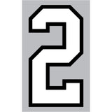 9-212 Athletic Numbers Individual #2 - 5 inch White Flocked Iron-on