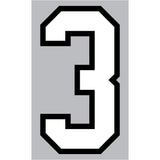 9-213 Athletic Numbers Individual #3 - 5 inch White Flocked Iron-on