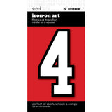 9-214 Athletic Numbers Individual #4 - 5 inch White Flocked Iron-on