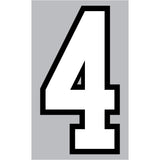 9-214 Athletic Numbers Individual #4 - 5 inch White Flocked Iron-on