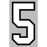 9-215 Athletic Numbers Individual #5 - 5 inch White Flocked Iron-on