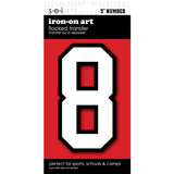 9-218 Athletic Numbers Individual #8 - 5 inch White Flocked iron-on