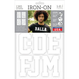 9-225 Sport Alphabet - White Flocked 3 Inch Iron-on