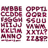 9-235 Hot Pink/Black Zebra Print Letters - 1 inch Hot Pink/Black Zebra Print Alphabet Iron-on