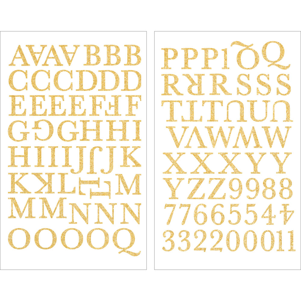 12 Packs: 48 ct. (576 total) 1 Iron-On Gold Glitter Letters by Imagin8™