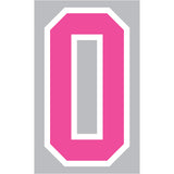 9-261 Athletic Numbers Individual #0 - 5 inch Neon Pink Flocked Iron-on