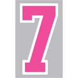 9-268 Athletic Numbers Individual #7 - 5 inch Neon Pink Flocked Iron-on
