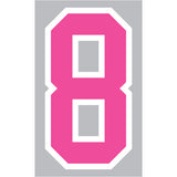 9-269 Numbers Individual #8 - 5 inch Neon Pink Flocked Iron-on