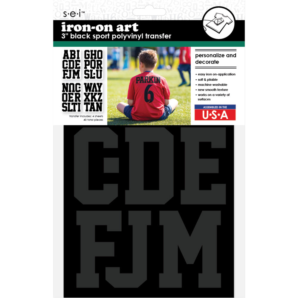 9-282 Sports Alphabet - Black Polyvinyl 3 Inch Iron-on – SEI Crafts