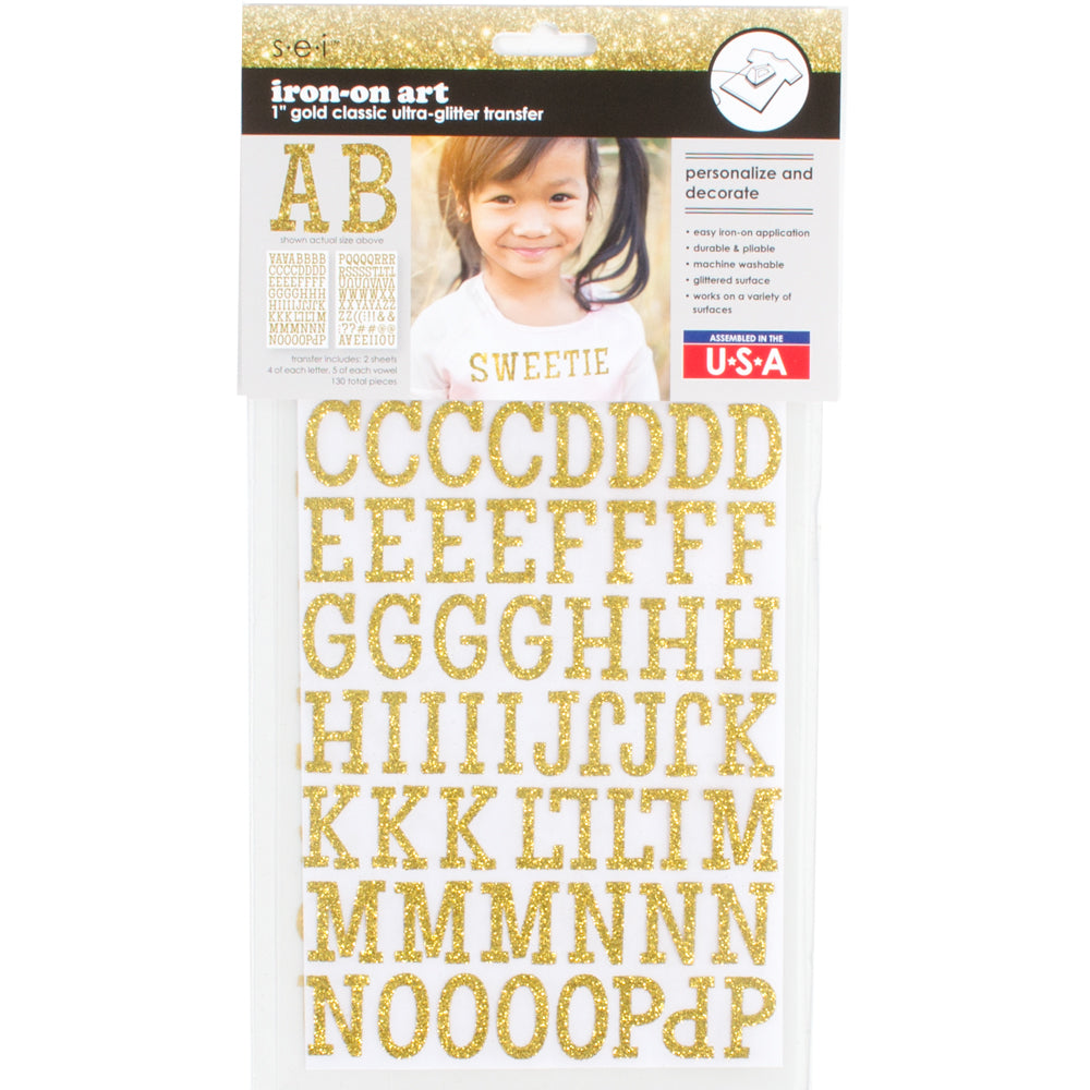 How to Use SEI Craft's Ultra-glitter Iron-on Letters - Classic 3 Gold 