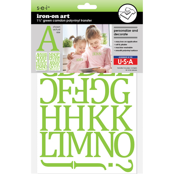 9-317 Lime Green Camdon Polyvinyl Iron-on Letters 1 1/2