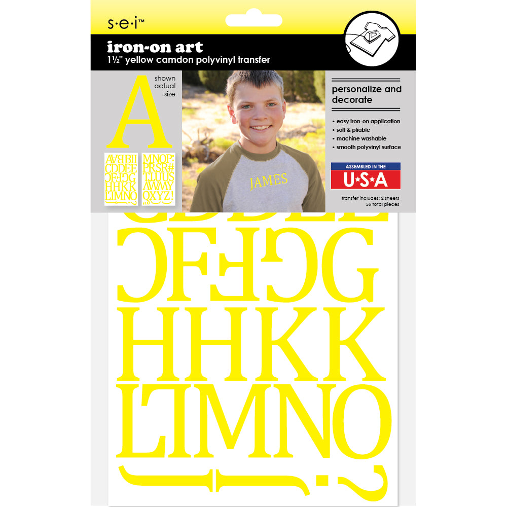 9-318 Yellow Camdon Polyvinyl Iron-on Letters 1 1/2 – SEI Crafts