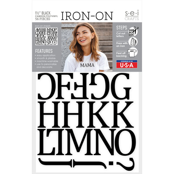 9-456 Black Camdon Polyvinyl Iron-on Letters 1 1/2