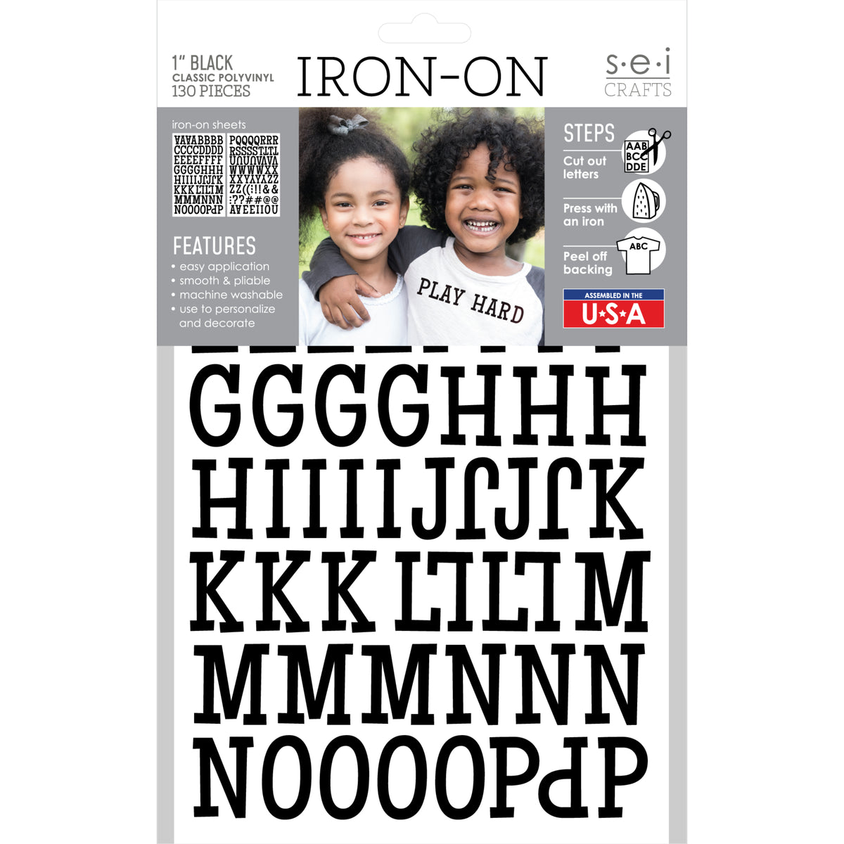 9-424 Classic Alphabet - Black Polyvinyl 1 Inch Iron-on – SEI Crafts