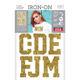 9-445 Gold Varsity Glitter Alphabet - Gold Glitter 3 Inch Iron-on