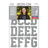 9-444 Varsity Alphabet and Punctuation - Silver Glitter 2 Inch Iron-on