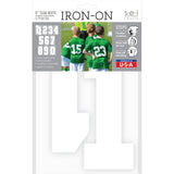 9-454 Varsity Numbers Team Pack - White polyvinyl 8 Inch Iron-on