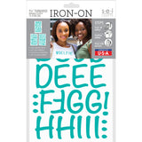 9-276 Friendly Alphabet - Turquoise Flocked 1.75 Inch Iron-on