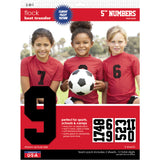 9-118 Athletic Numbers Team Pack - 5 inch Flocked White Iron-on