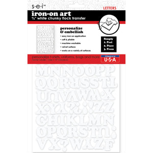 9-171 Chunky Alphabet - White Flocked .75 Inch Iron-on