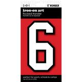 9-214 Athletic Numbers Individual #4 - 5 inch White Flocked Iron-on