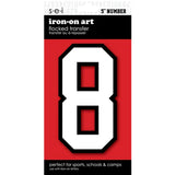 9-214 Athletic Numbers Individual #4 - 5 inch White Flocked Iron-on
