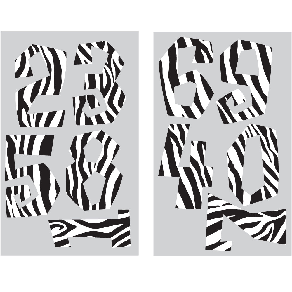 Zebra Print Numbers Clipart