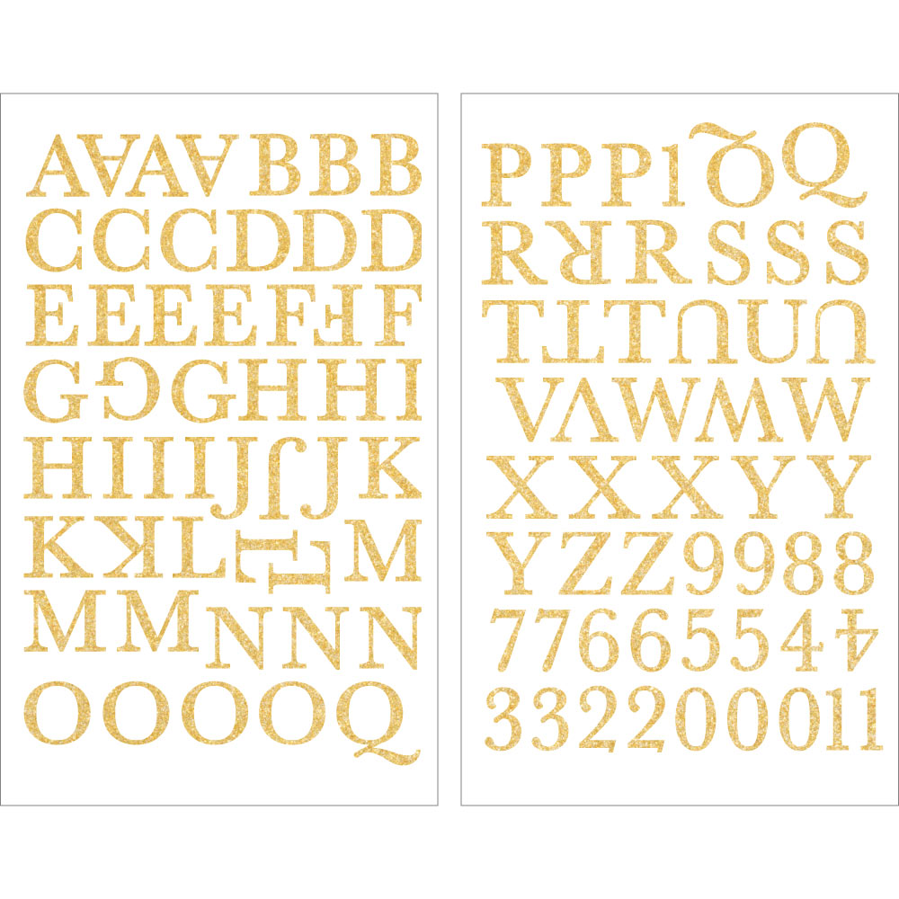 9-253 Glitter Gold Letters - 1 inch Gold Alphabet & Numbers Iron-on ...