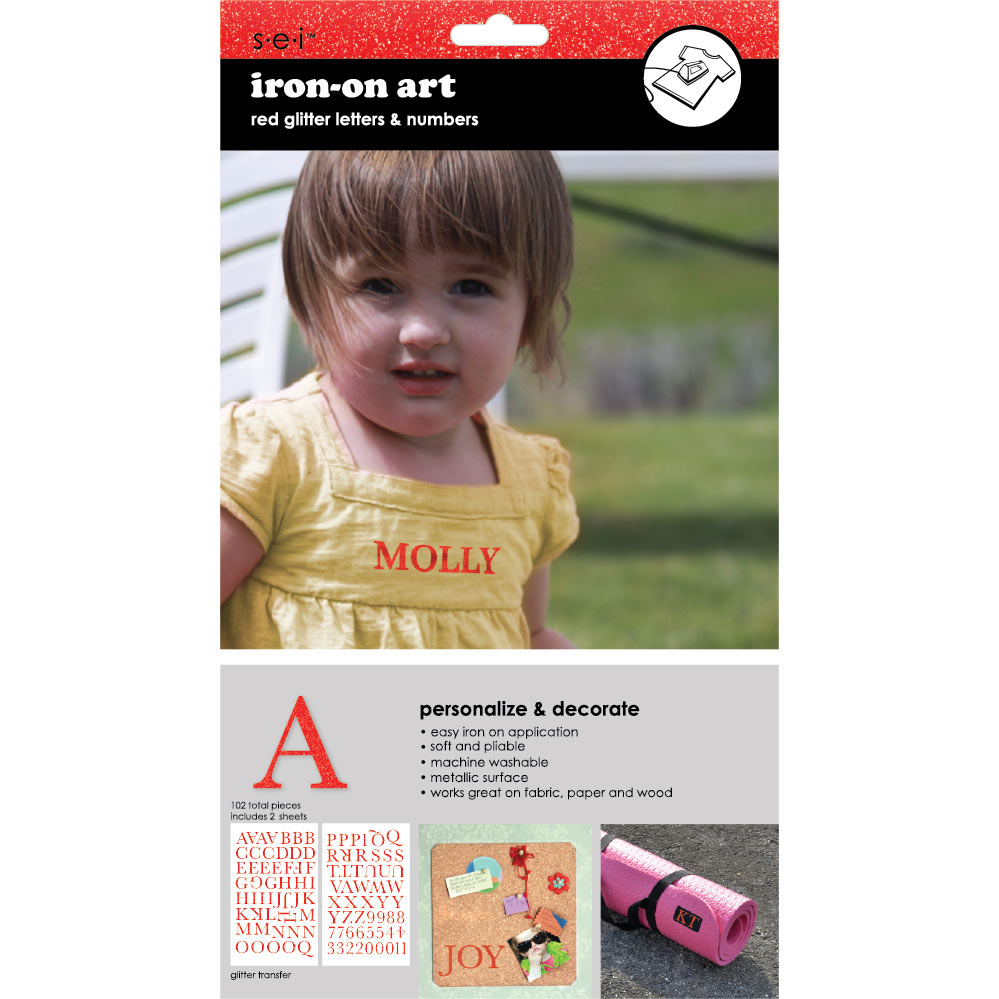 9255 Glitter Red Letters 1 inch Red Alphabet & Numbers Ironon SEI