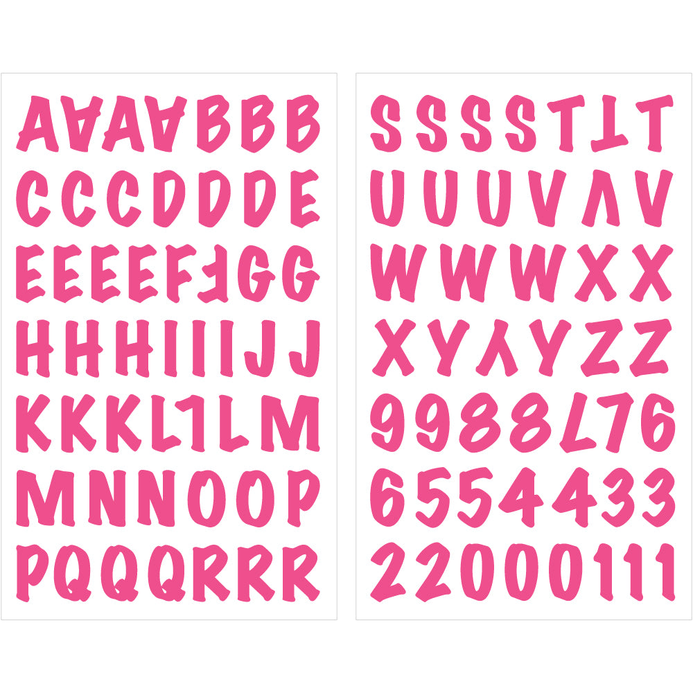 9-259 Neon Pink Flocked Letters - 1 inch Hot Pink Neon Alphabet & Numb ...