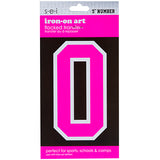 9-264 Athletic Numbers Individual #3 - 5 inch Neon Pink Flocked Iron-on