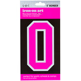9-267 Athletic Numbers Individual #6 - 5 inch Neon Pink Flocked Iron-on