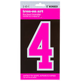 9-269 Numbers Individual #8 - 5 inch Neon Pink Flocked Iron-on