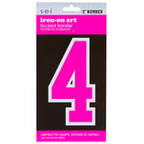 9-214 Athletic Numbers Individual #4 - 5 inch White Flocked Iron-on