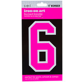 9-266 Athletic Numbers Individual #5 - 5 inch Neon Pink Flocked Iron-on