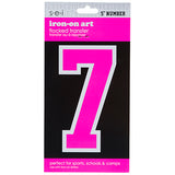 9-267 Athletic Numbers Individual #6 - 5 inch Neon Pink Flocked Iron-on